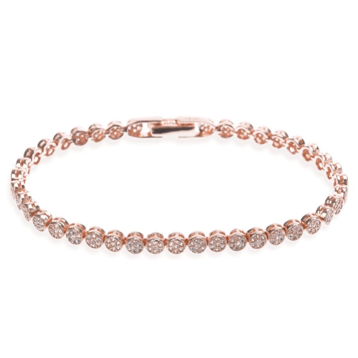 Ivory and Co Pulseira de casamento Modena em ouro rosa com detalhes em cristal