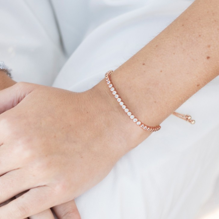 Ivory and Co Pulsera Tivoli de oro rosa con cierre de palanca y cristales delicados