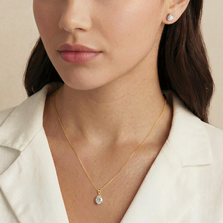 Ivory and Co Rapture Gold Oval Crystal Jewellery Set