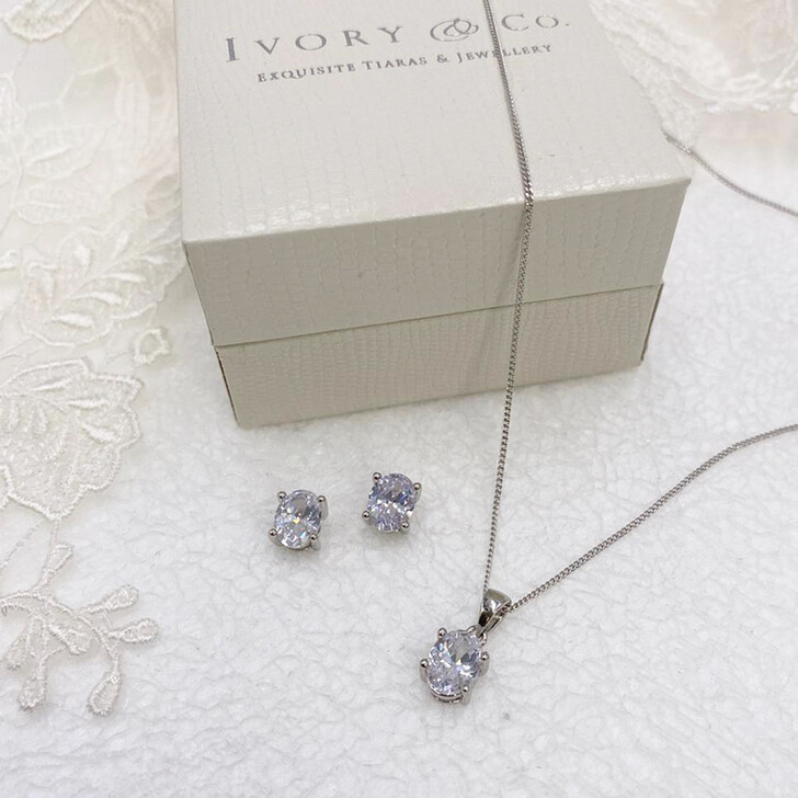 Ivory and Co Rapture Oval Crystal Bridal Jewellery Set