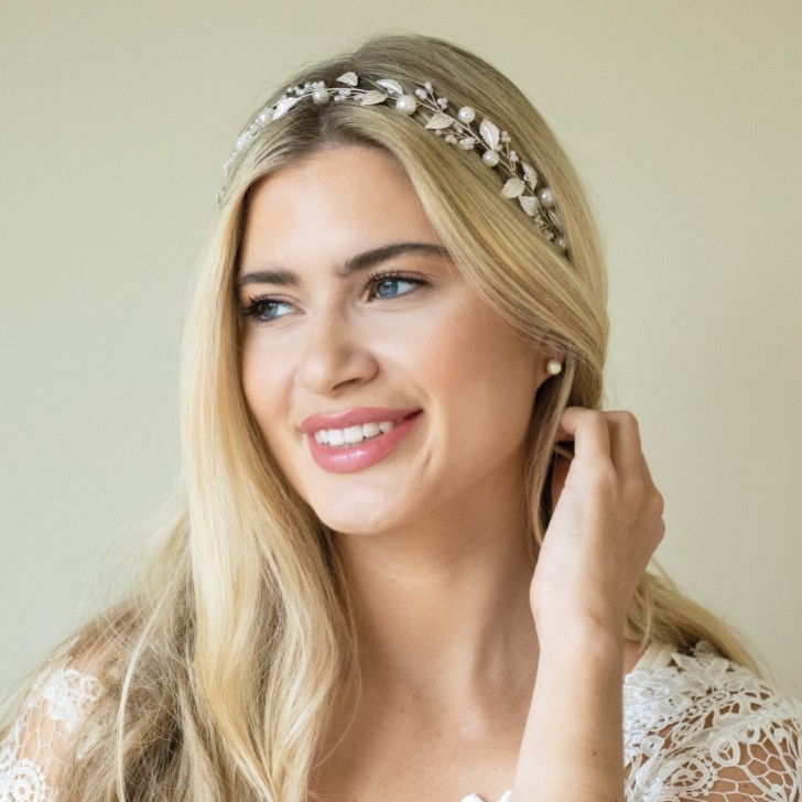 Ivory and Co Skylark Silver Leaves and Pearl Hair Vine