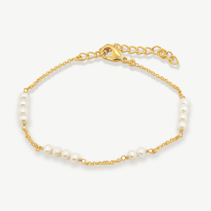 Ivory and Co St Ives Gold Dainty Pearl Chain Bracelet