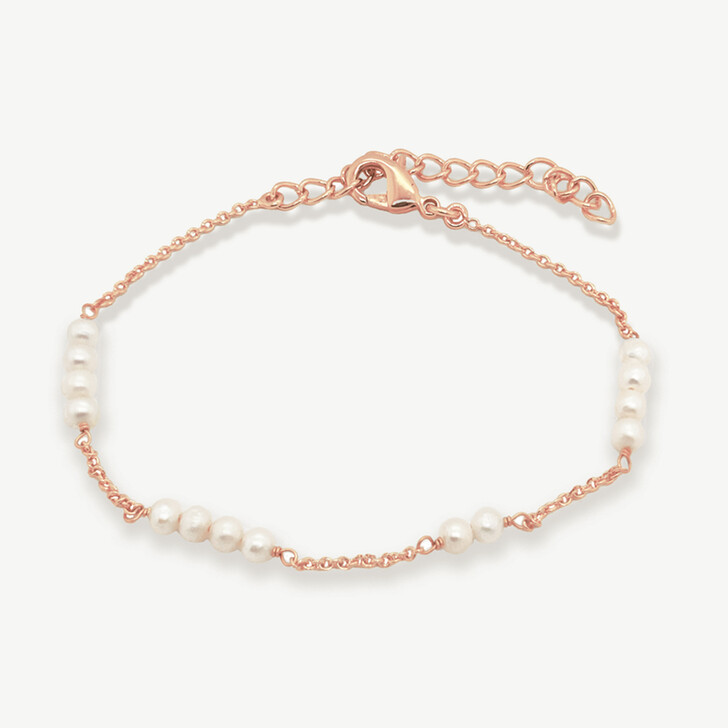 Ivory and Co St Ives Rose Gold Dainty Pearl Chain Bracelet