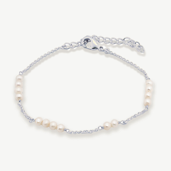 Ivory and Co St Ives Silver Dainty Pearl Chain Bracelet