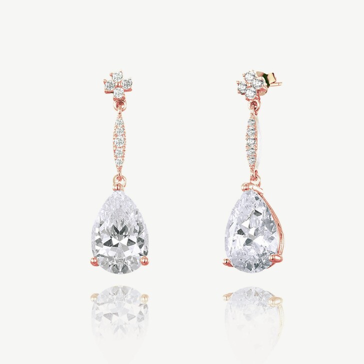 Ivory and Co Tetbury Rose Gold Crystal Drop Earrings