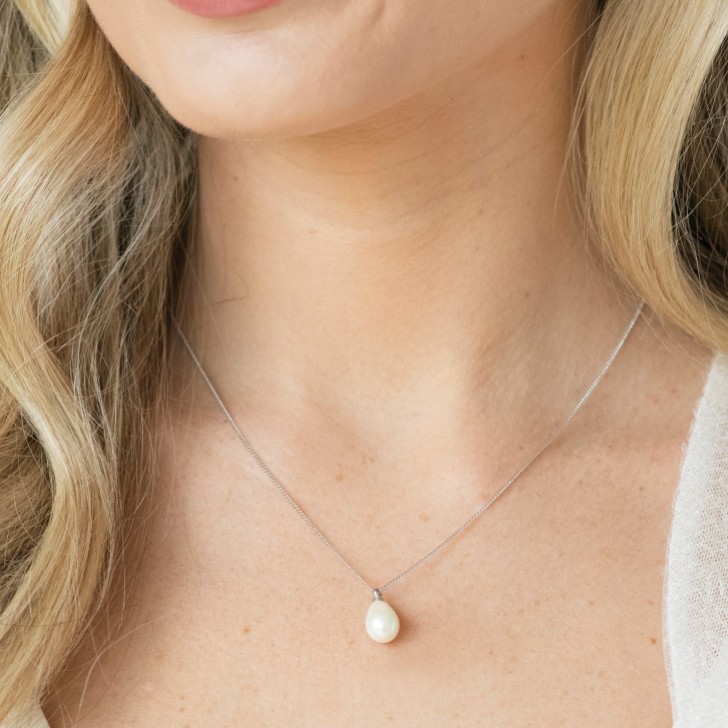 Ivory and Co Westbury Silver Pearl Drop Pendant