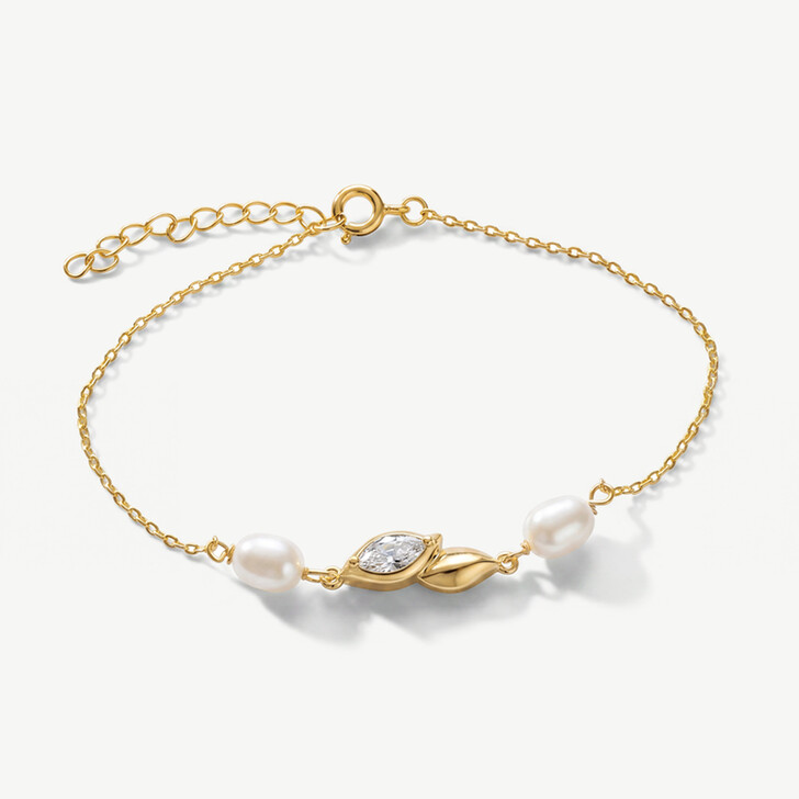 Ivory and Co Woodstock Gold Crystal Pearl Bracelet