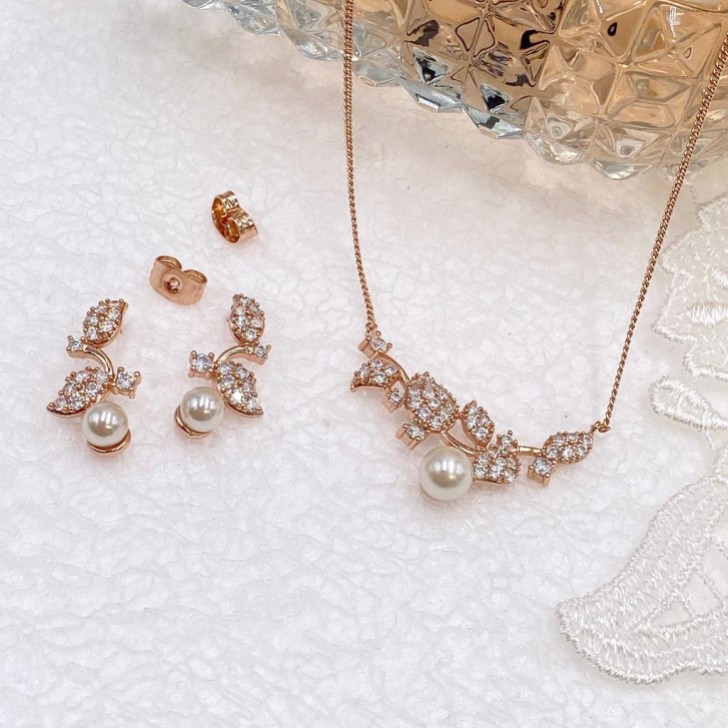 Ivory and Co Zestaw biżuterii ślubnej Aphrodite w kolorze różowego złota