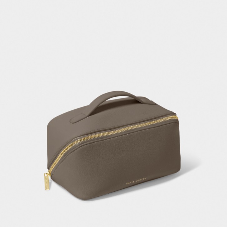 Katie Loxton Bolsa de maquilhagem e higiene pessoal em pele de vison, tamanho médio