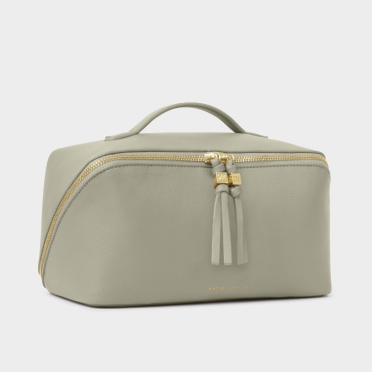 Katie Loxton Bolsa de maquilhagem e higiene pessoal Soho Grande em Verde Névoa