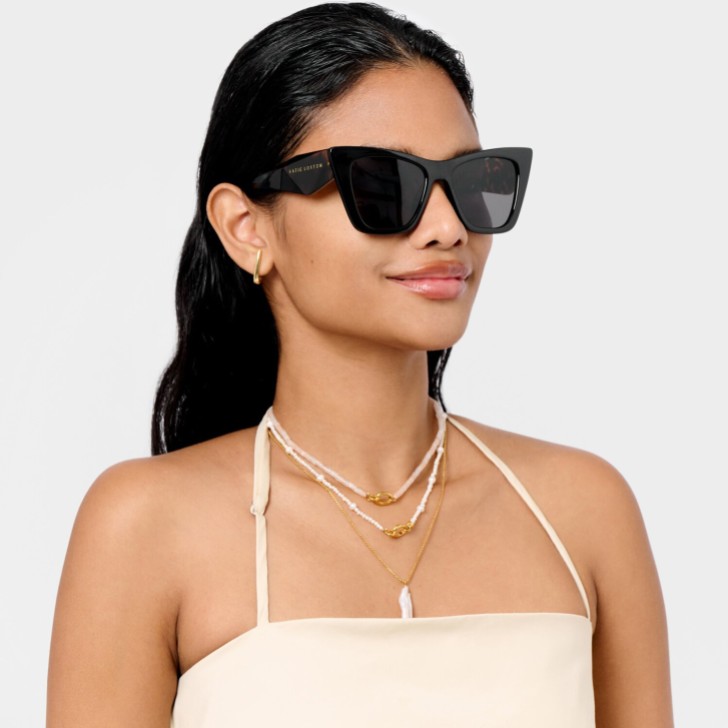 Katie Loxton Óculos de sol estilo «Cat Eye» em tartaruga preta Porto