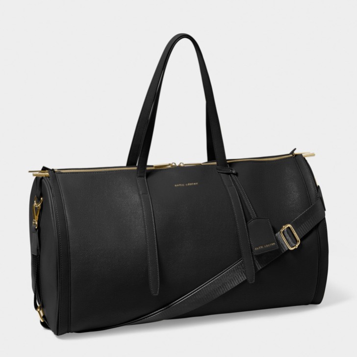 Katie Loxton Mala de fim de semana preta para roupa, com fundo desdobrável