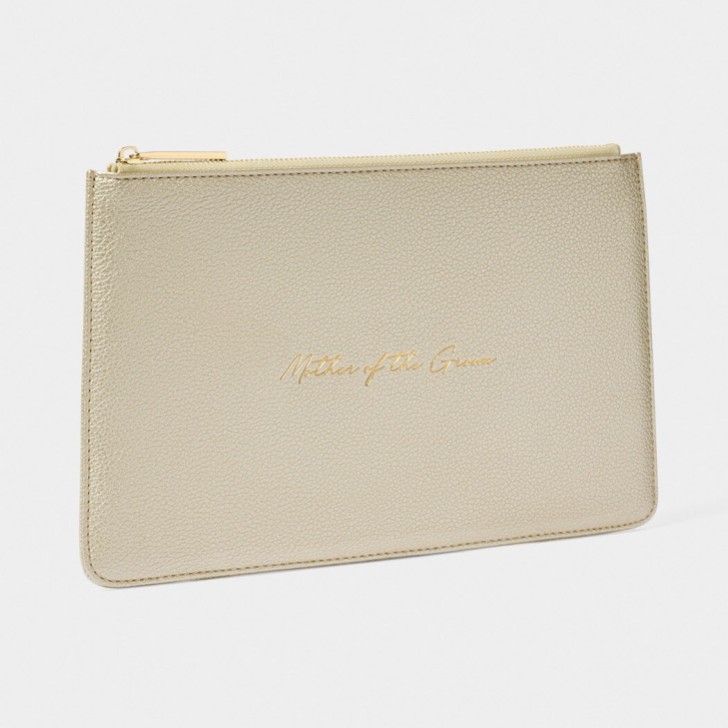 Katie Loxton Metaliczna złota torebka z napisem „Matka pana młodego”