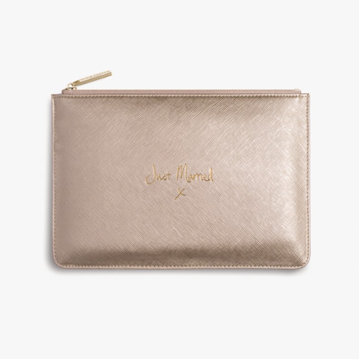 Katie Loxton Metallic Gold Perfect Pouch „Just Married”