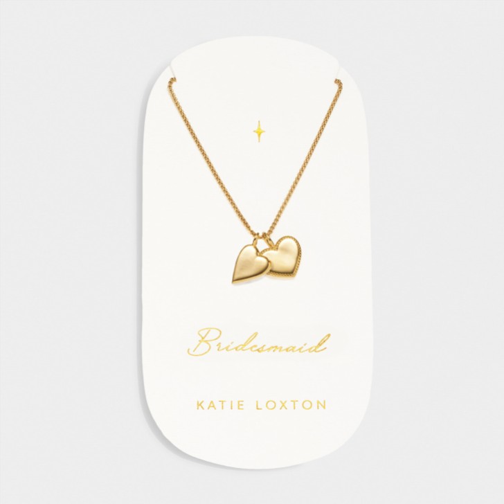 Katie Loxton Naszyjnik z zawieszką ślubną „Druhna” w kolorze złotym