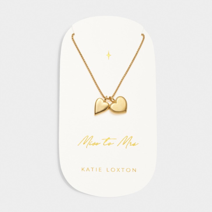 Katie Loxton Naszyjnik ze złotą zawieszką ślubną „Od panny do pani”