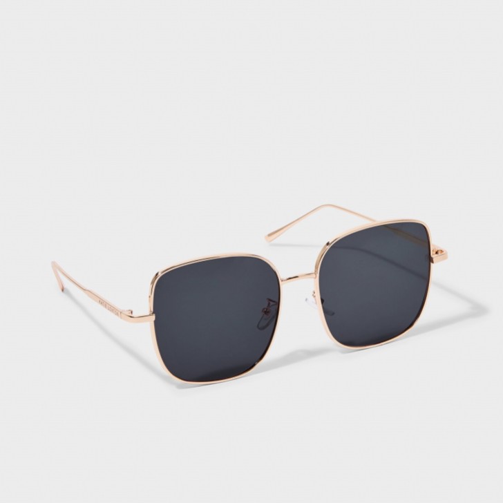 Katie Loxton Okulary przeciwsłoneczne Sahara w kolorze złotym i czarnym, w kwadratowym kształcie