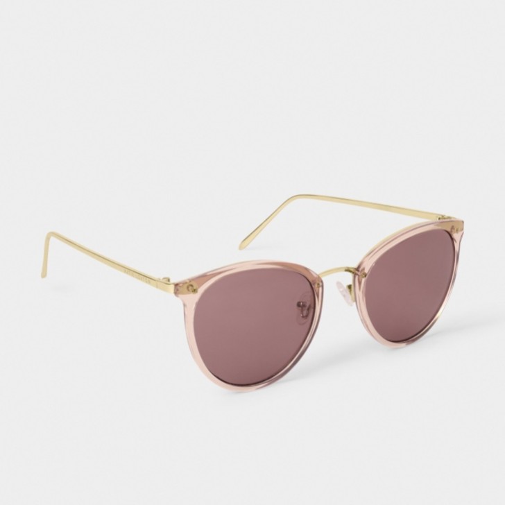Katie Loxton Okulary przeciwsłoneczne Santorini w kolorze różowego złota, model „Cat Eye” z szerokimi oprawkami