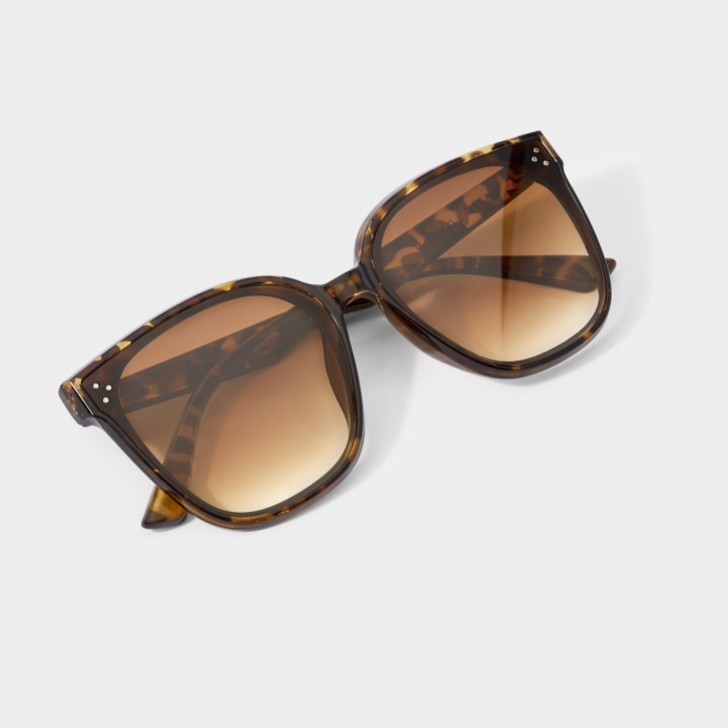 Katie Loxton Okulary przeciwsłoneczne Savannah w stylu tortoiseshell z kwadratowymi oprawkami
