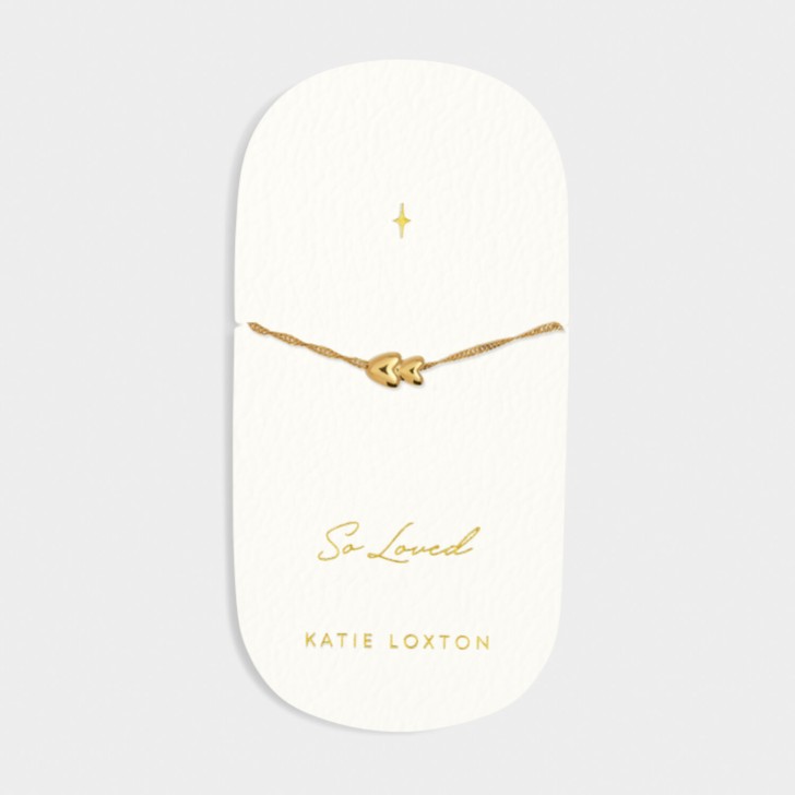 Katie Loxton Pulsera con dijes de corazón dorados «So Loved»
