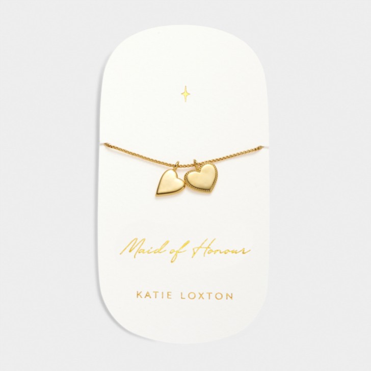 Katie Loxton Złota bransoletka ślubna z zawieszką „Druhną”