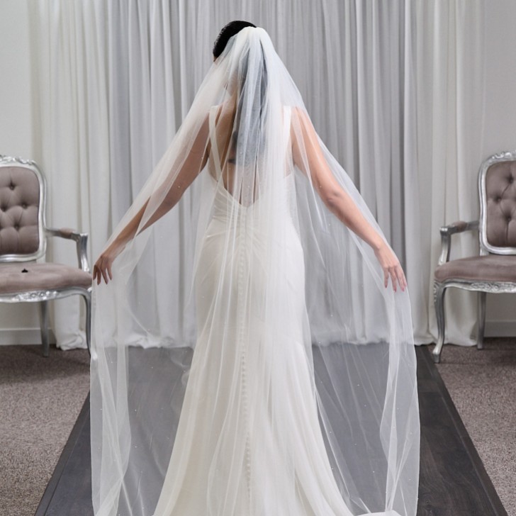 Leamington Single Tier Italian Tulle Scattered Pearl and Diamante Veil