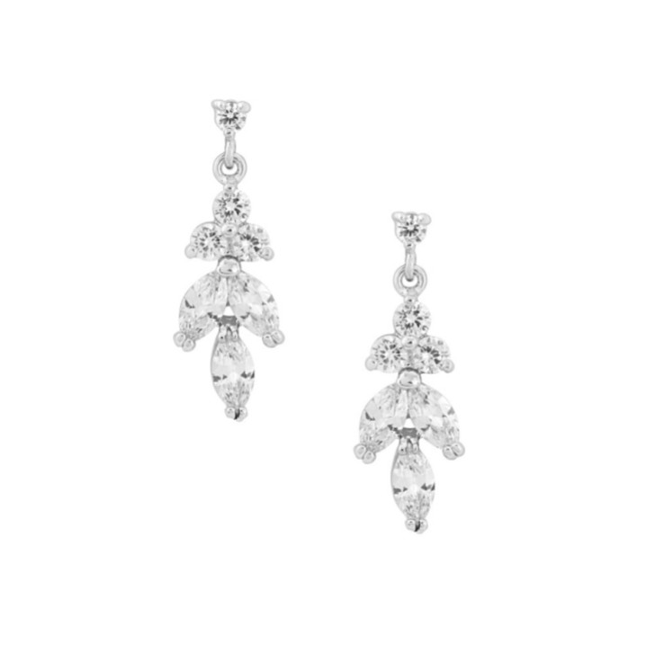 Lila Dainty Cubic Zirconia Drop Earrings (Silver)