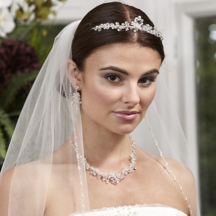 Linzi Jay Single Tier Veil with Pearl and Beaded Edge LA959