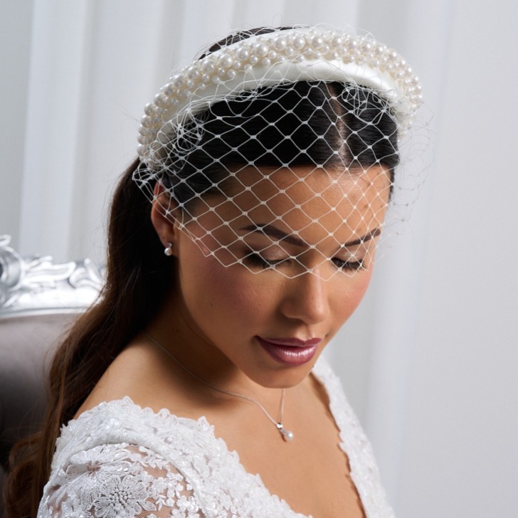 London Ivory - Bandeau cage à oiseaux en perles massives