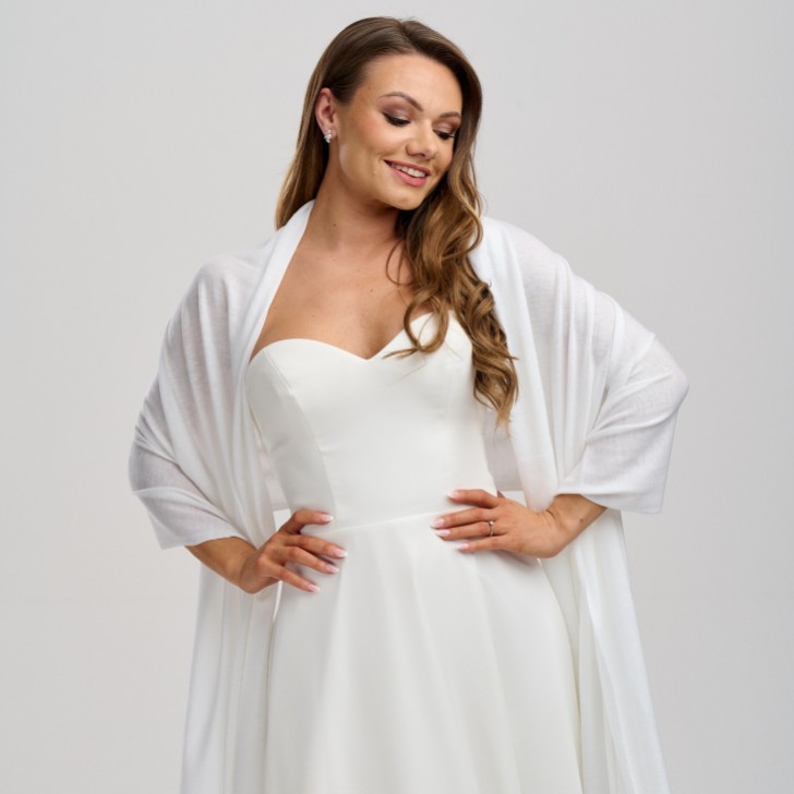 Maria Ivory Fine Knitted Slim Wedding Stole