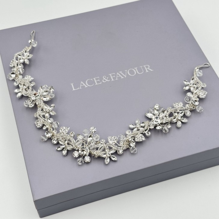 Nadine Floral Kristall und Diamanten Haarschleife