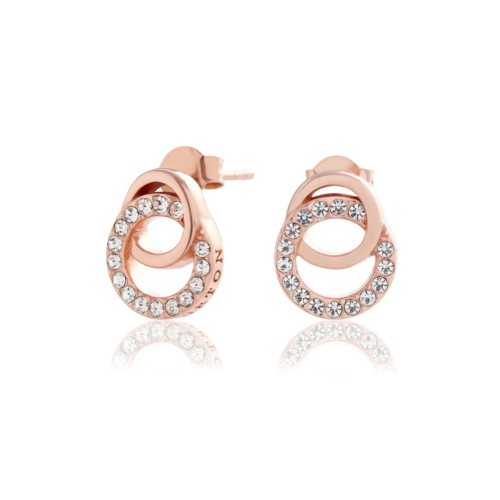 Olivia Burton Boucles d'oreilles pendantes en or rose à maillons, ornées de pierres précieuses