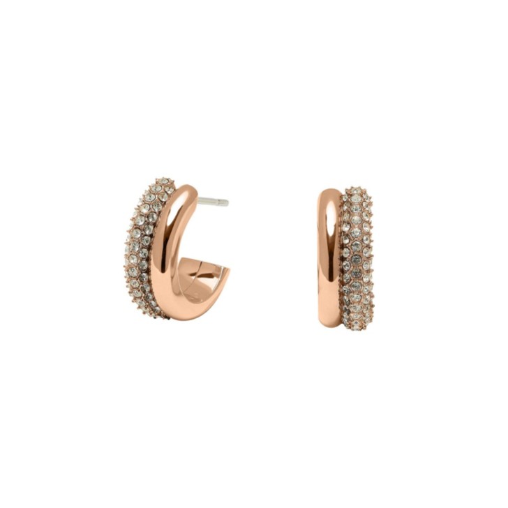Olivia Burton Brincos de argola em ouro rosa com detalhes em cristal