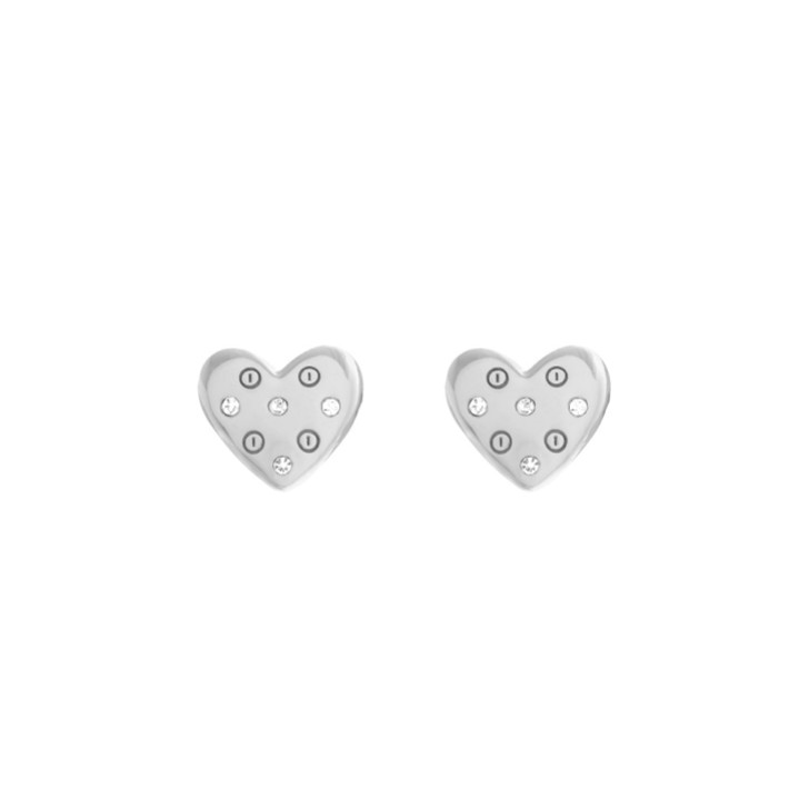 Olivia Burton Brincos de botão com coração em cristal prateado