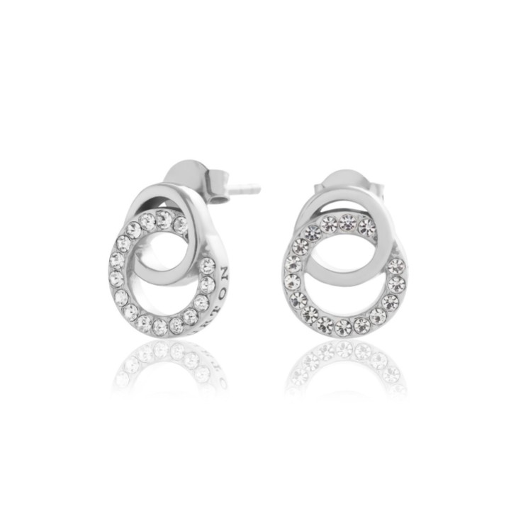 Olivia Burton Pendientes de botón con eslabones entrelazados de plata y piedras preciosas
