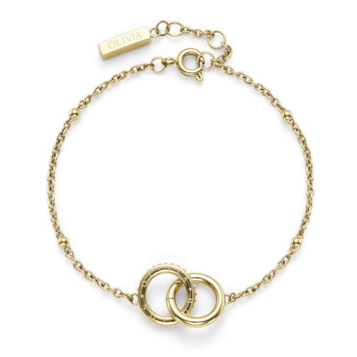 Olivia Burton Pulsera Amity Interlock chapada en oro