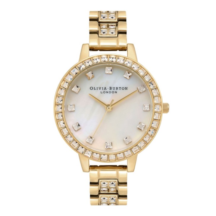 Olivia Burton Relógio com pulseira em ouro de 34 mm com madrepérola e cristal