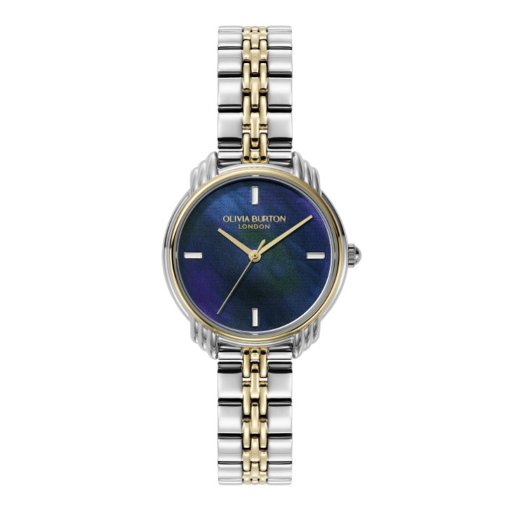 Olivia Burton Relógio de pulso Art Déco de 30 mm em azul-marinho e dois tons