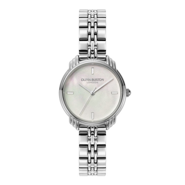 Olivia Burton Relógio de pulso Art Déco de 30 mm em marfim e prata