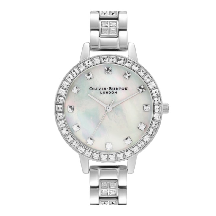 Olivia Burton Relógio de pulso em prata com madrepérola e cristal, 34 mm
