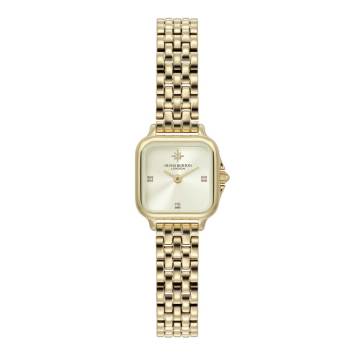 Olivia Burton Relógio de pulso Mini Grosvenor de 20 mm em marfim e dourado