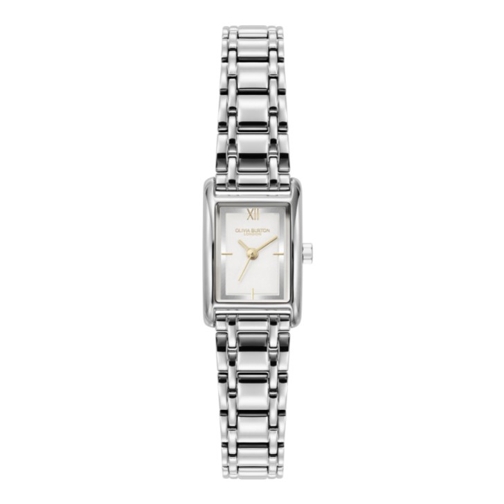 Olivia Burton Relógio de pulso Mini Grove com pulseira retangular prateada de 16 mm