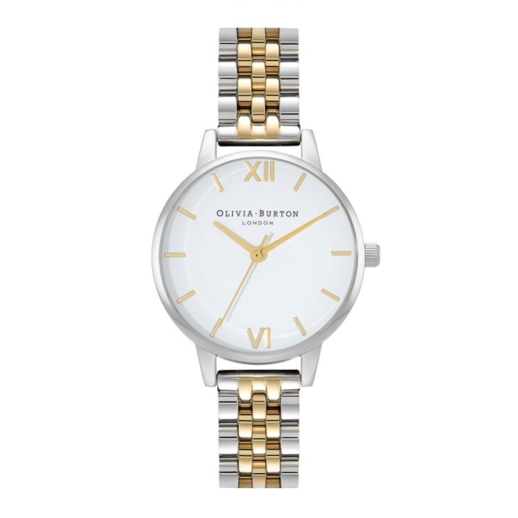 Olivia Burton Reloj clásico con pulsera de 30 mm en oro y plata