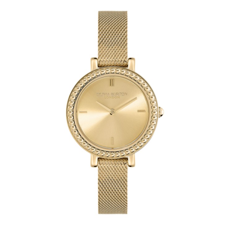 Olivia Burton Reloj vintage con malla dorada y cuentas de 30 mm
