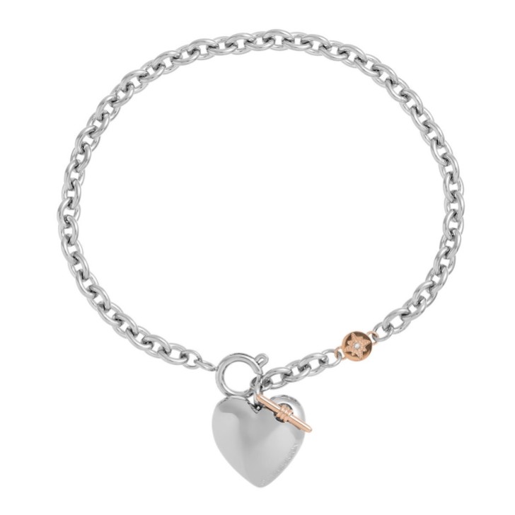 Olivia Burton Srebrna bransoletka z motywem serca w kształcie węzła