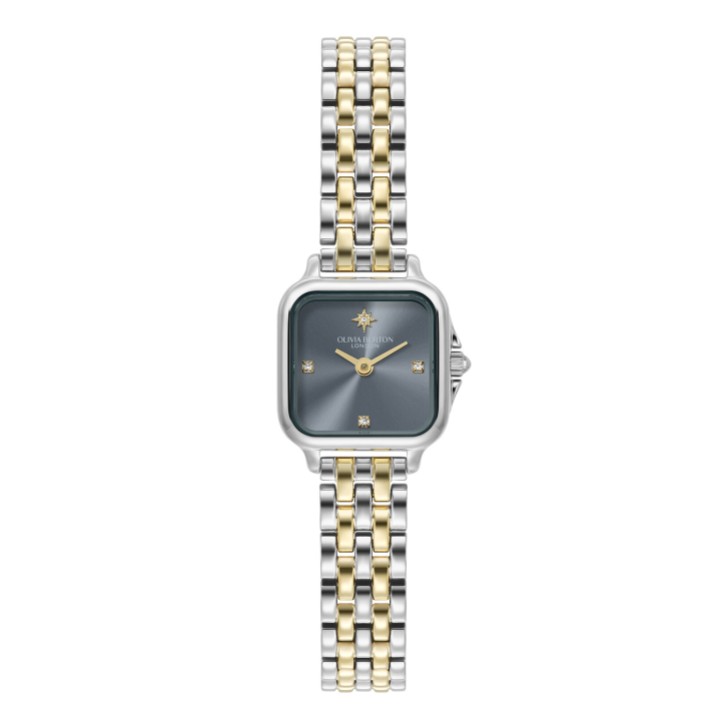 Olivia Burton Zegarek na bransoletce Mini Grosvenor 20 mm w kolorze kredowo-niebieskim i dwukolorowym