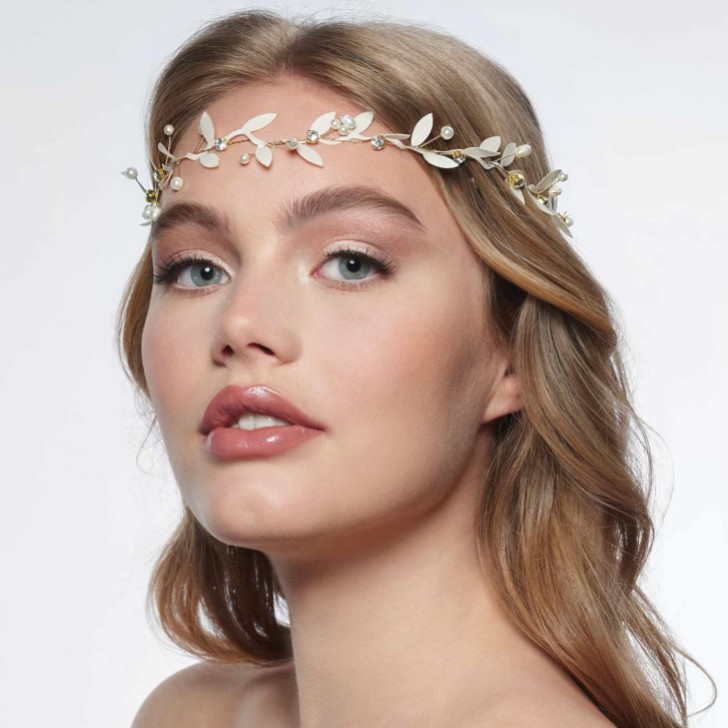 Opaska ślubna Gaia Gold Leaf w stylu boho