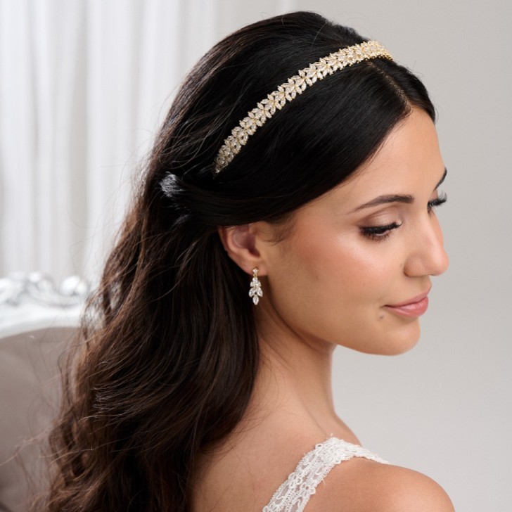 Opaska ślubna Riviera Gold Crystal