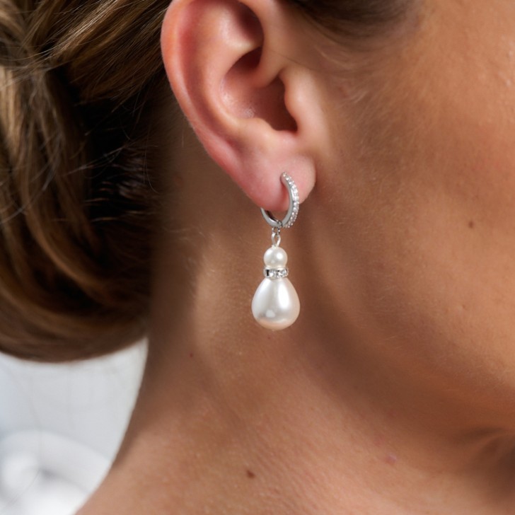 Panache Silber Große Teardrop Perlenohrringe