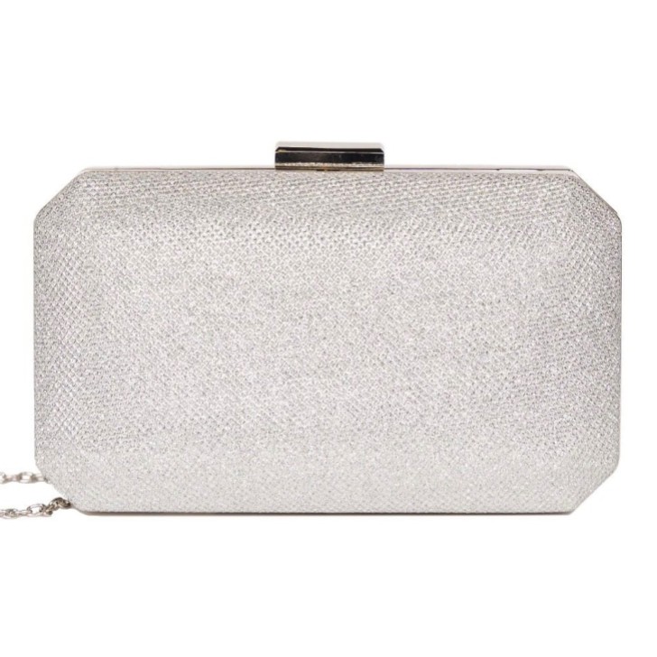Paradox London Bolso de mano tipo caja con purpurina plateada de Dulcie